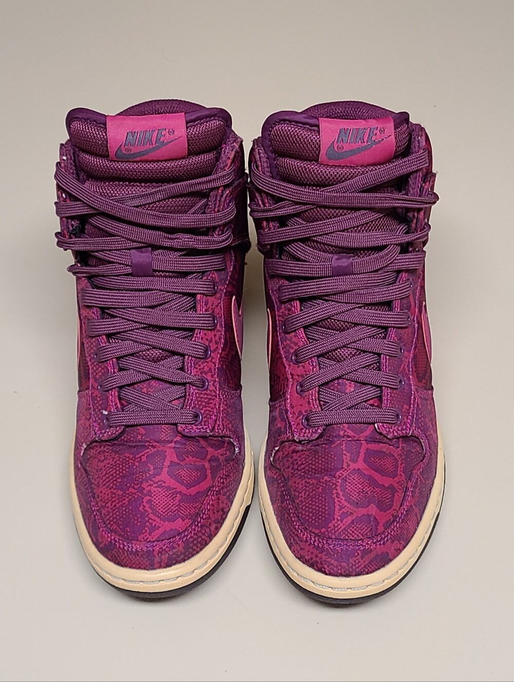 Nike Dunk Sky Hi Bright Magenta Python wedge skateboard sneakers size 7.5 - Picture 3 of 9